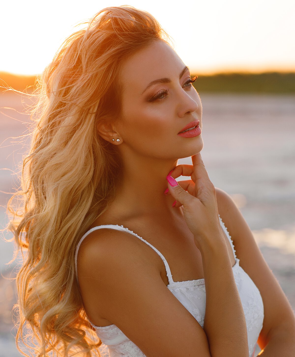 Los Angeles rhinoplasty model looking off in the distance
