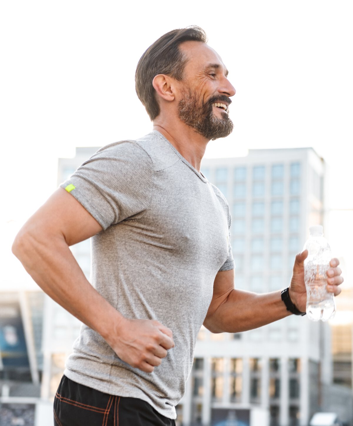 Los Angeles liposuction for men model with brown hair